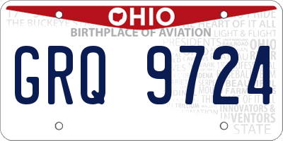 OH license plate GRQ9724
