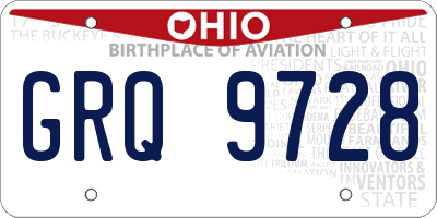 OH license plate GRQ9728