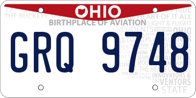 OH license plate GRQ9748