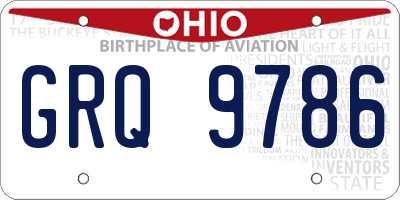 OH license plate GRQ9786