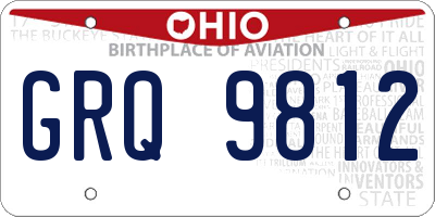 OH license plate GRQ9812