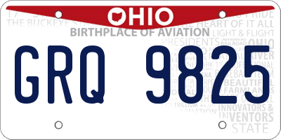 OH license plate GRQ9825