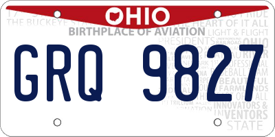 OH license plate GRQ9827