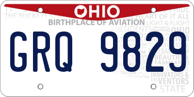 OH license plate GRQ9829