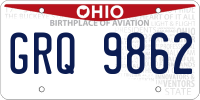 OH license plate GRQ9862