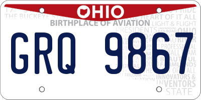 OH license plate GRQ9867