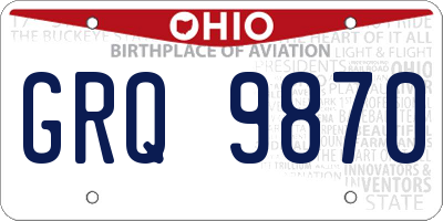 OH license plate GRQ9870