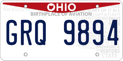OH license plate GRQ9894