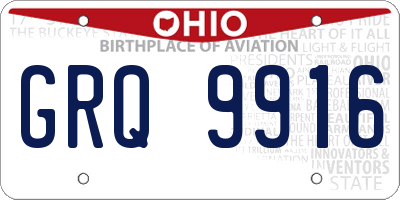 OH license plate GRQ9916