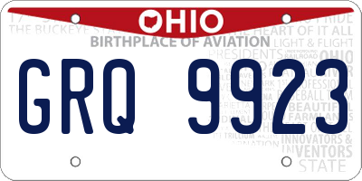 OH license plate GRQ9923