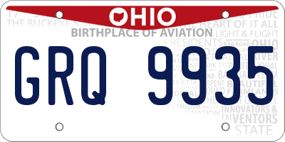 OH license plate GRQ9935