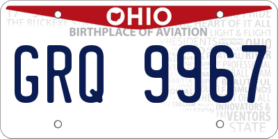OH license plate GRQ9967