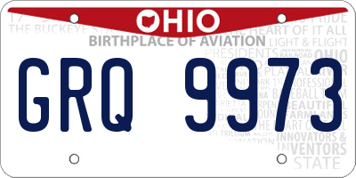 OH license plate GRQ9973