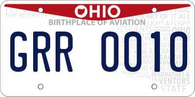 OH license plate GRR0010