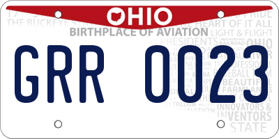 OH license plate GRR0023