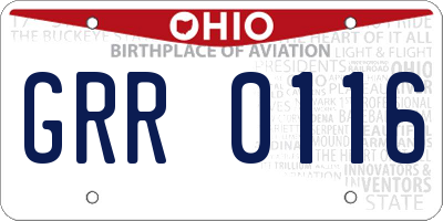 OH license plate GRR0116