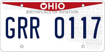 OH license plate GRR0117