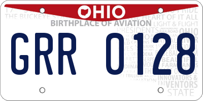 OH license plate GRR0128