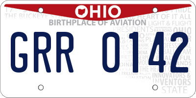 OH license plate GRR0142