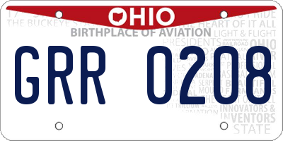 OH license plate GRR0208