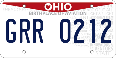 OH license plate GRR0212