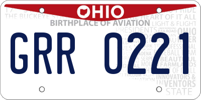 OH license plate GRR0221
