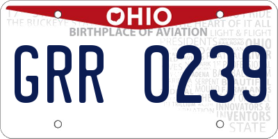 OH license plate GRR0239