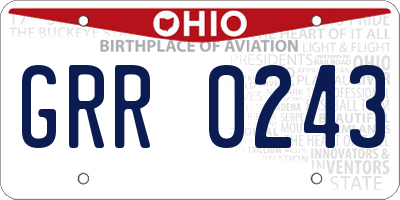 OH license plate GRR0243