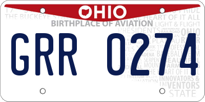 OH license plate GRR0274