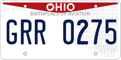 OH license plate GRR0275