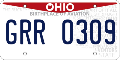 OH license plate GRR0309