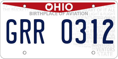 OH license plate GRR0312