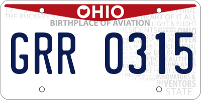 OH license plate GRR0315