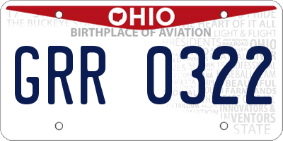 OH license plate GRR0322