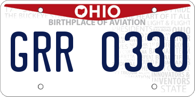 OH license plate GRR0330