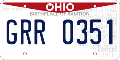 OH license plate GRR0351