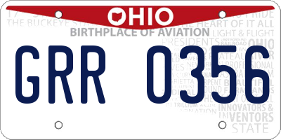 OH license plate GRR0356