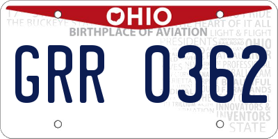OH license plate GRR0362