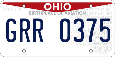 OH license plate GRR0375