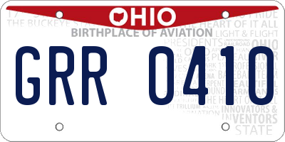 OH license plate GRR0410