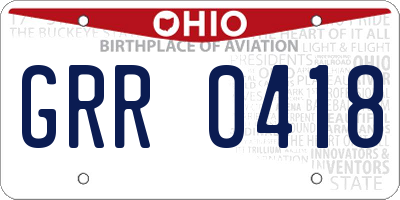 OH license plate GRR0418