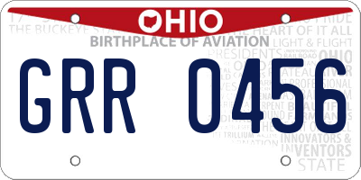 OH license plate GRR0456