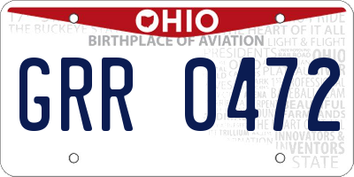 OH license plate GRR0472