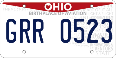 OH license plate GRR0523