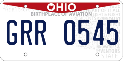 OH license plate GRR0545
