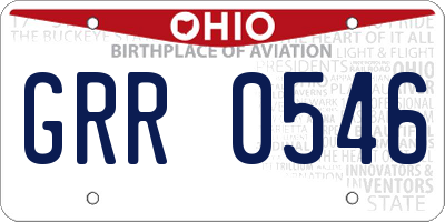 OH license plate GRR0546