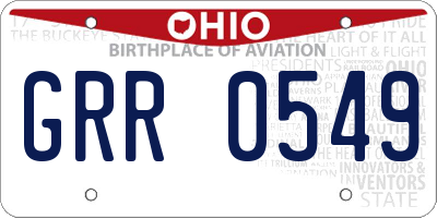 OH license plate GRR0549