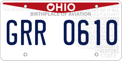 OH license plate GRR0610