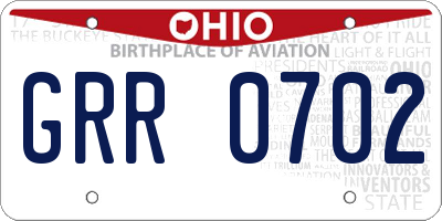 OH license plate GRR0702