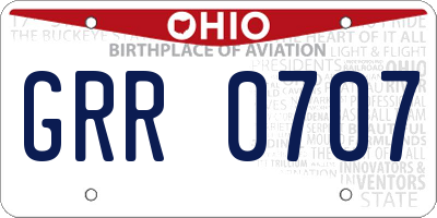 OH license plate GRR0707